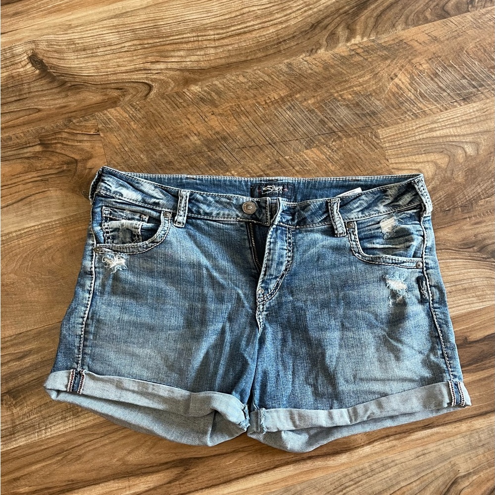 Silver jean shorts
